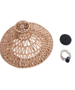 GloboStar® RAYNE 00910 Vintage Κρεμαστό Φωτιστικό Οροφής Μονόφωτο 1 x E27 Πλέγμα με Ανοιχτό Καφέ Σχοινί Φ38 x Y24cm