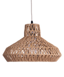 GloboStar® RAYNE 00910 Vintage Κρεμαστό Φωτιστικό Οροφής Μονόφωτο 1 x E27 Πλέγμα με Ανοιχτό Καφέ Σχοινί Φ38 x Y24cm