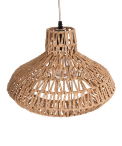 GloboStar® RAYNE 00910 Vintage Κρεμαστό Φωτιστικό Οροφής Μονόφωτο 1 x E27 Πλέγμα με Ανοιχτό Καφέ Σχοινί Φ38 x Y24cm