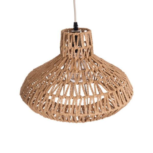 GloboStar® RAYNE 00910 Vintage Κρεμαστό Φωτιστικό Οροφής Μονόφωτο 1 x E27 Πλέγμα με Ανοιχτό Καφέ Σχοινί Φ38 x Y24cm