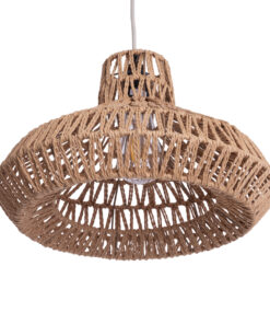 GloboStar® RAYNE 00910 Vintage Κρεμαστό Φωτιστικό Οροφής Μονόφωτο 1 x E27 Πλέγμα με Ανοιχτό Καφέ Σχοινί Φ38 x Y24cm