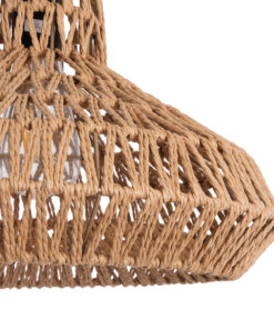 GloboStar® RAYNE 00910 Vintage Κρεμαστό Φωτιστικό Οροφής Μονόφωτο 1 x E27 Πλέγμα με Ανοιχτό Καφέ Σχοινί Φ38 x Y24cm