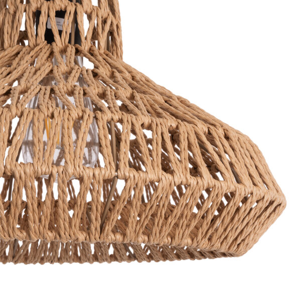 GloboStar® RAYNE 00910 Vintage Κρεμαστό Φωτιστικό Οροφής Μονόφωτο 1 x E27 Πλέγμα με Ανοιχτό Καφέ Σχοινί Φ38 x Y24cm