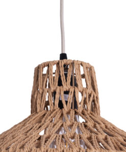 GloboStar® RAYNE 00910 Vintage Κρεμαστό Φωτιστικό Οροφής Μονόφωτο 1 x E27 Πλέγμα με Ανοιχτό Καφέ Σχοινί Φ38 x Y24cm