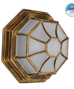 GloboStar® RUBY 00913 Vintage Μεταλλικό Φωτιστικό Πλαφονιέρα Οροφής – Απλίκα Τοίχου από Αλουμίνιο με Ντουί E27 Μονόφωτο Χάλκινο Σκουριά με Γαλακτερό Γυαλί Μ27 x Π27 x Υ12cm