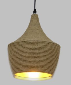 GloboStar® SHANGHAI ROPE 00916 Μοντέρνο Κρεμαστό Φωτιστικό Οροφής Μονόφωτο 1 x E27 με Μπεζ Σχοινί Καμπάνα Φ24 x Υ30cm