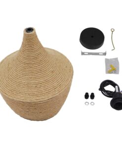 GloboStar® SHANGHAI ROPE 00916 Μοντέρνο Κρεμαστό Φωτιστικό Οροφής Μονόφωτο 1 x E27 με Μπεζ Σχοινί Καμπάνα Φ24 x Υ30cm