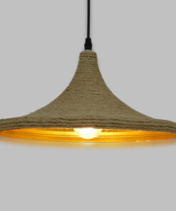 GloboStar® SHANGHAI ROPE 00917 Μοντέρνο Κρεμαστό Φωτιστικό Οροφής Μονόφωτο 1 x E27 με Μπεζ Σχοινί Καμπάνα Φ37 x Υ20cm