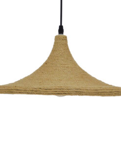 GloboStar® SHANGHAI ROPE 00917 Μοντέρνο Κρεμαστό Φωτιστικό Οροφής Μονόφωτο 1 x E27 με Μπεζ Σχοινί Καμπάνα Φ37 x Υ20cm