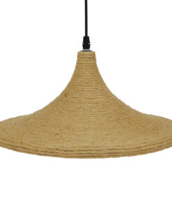 GloboStar® SHANGHAI ROPE 00917 Μοντέρνο Κρεμαστό Φωτιστικό Οροφής Μονόφωτο 1 x E27 με Μπεζ Σχοινί Καμπάνα Φ37 x Υ20cm