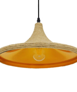 GloboStar® SHANGHAI ROPE 00917 Μοντέρνο Κρεμαστό Φωτιστικό Οροφής Μονόφωτο 1 x E27 με Μπεζ Σχοινί Καμπάνα Φ37 x Υ20cm