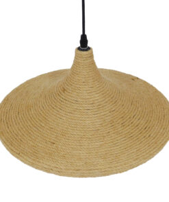 GloboStar® SHANGHAI ROPE 00917 Μοντέρνο Κρεμαστό Φωτιστικό Οροφής Μονόφωτο 1 x E27 με Μπεζ Σχοινί Καμπάνα Φ37 x Υ20cm