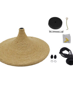 GloboStar® SHANGHAI ROPE 00917 Μοντέρνο Κρεμαστό Φωτιστικό Οροφής Μονόφωτο 1 x E27 με Μπεζ Σχοινί Καμπάνα Φ37 x Υ20cm