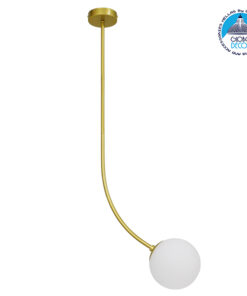 GloboStar® DRIZZLE 00921 Μοντέρνο Φωτιστικό Οροφής Μονόφωτο Χρυσό 100cm με Λευκό Ματ Γυαλί Φ15 x Y100cm