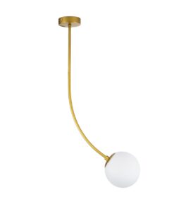 GloboStar® DRIZZLE 00921 Μοντέρνο Φωτιστικό Οροφής Μονόφωτο Χρυσό 100cm με Λευκό Ματ Γυαλί Φ15 x Y100cm