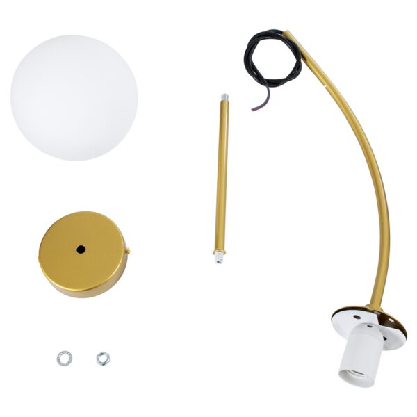 GloboStar® DRIZZLE 00921 Μοντέρνο Φωτιστικό Οροφής Μονόφωτο Χρυσό 100cm με Λευκό Ματ Γυαλί Φ15 x Y100cm