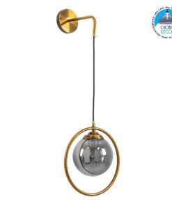 GloboStar® VIENNA 00923 Μοντέρνο Φωτιστικό Τοίχου Απλίκα Μονόφωτο Χρυσό Μεταλλικό Γυάλινο Μπάλα με Ρυθμιζόμενη Ανάρτηση Μ25 x Π23 x Υ27cm