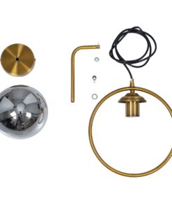 GloboStar® VIENNA 00923 Μοντέρνο Φωτιστικό Τοίχου Απλίκα Μονόφωτο Χρυσό Μεταλλικό Γυάλινο Μπάλα με Ρυθμιζόμενη Ανάρτηση Μ25 x Π23 x Υ27cm