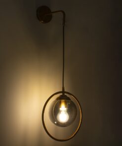 GloboStar® VIENNA 00923 Μοντέρνο Φωτιστικό Τοίχου Απλίκα Μονόφωτο Χρυσό Μεταλλικό Γυάλινο Μπάλα με Ρυθμιζόμενη Ανάρτηση Μ25 x Π23 x Υ27cm