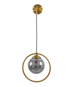 GloboStar® VIENNA 00923 Μοντέρνο Φωτιστικό Τοίχου Απλίκα Μονόφωτο Χρυσό Μεταλλικό Γυάλινο Μπάλα με Ρυθμιζόμενη Ανάρτηση Μ25 x Π23 x Υ27cm