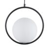 GloboStar® MADRID 00931 Μοντέρνο Κρεμαστό Φωτιστικό Οροφής Μονόφωτο 1 x E27 Μαύρο Μεταλλικό Γυάλινο Μπάλα Μ30 x Π20 x Υ30cm