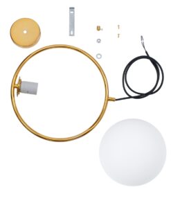 GloboStar® MADRID 00932 Μοντέρνο Κρεμαστό Φωτιστικό Οροφής Μονόφωτο 1 x E27 Χρυσό Μεταλλικό Γυάλινο Μπάλα Μ30 x Π20 x Υ30cm