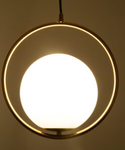 GloboStar® MADRID 00932 Μοντέρνο Κρεμαστό Φωτιστικό Οροφής Μονόφωτο 1 x E27 Χρυσό Μεταλλικό Γυάλινο Μπάλα Μ30 x Π20 x Υ30cm