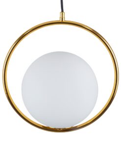 GloboStar® MADRID 00932 Μοντέρνο Κρεμαστό Φωτιστικό Οροφής Μονόφωτο 1 x E27 Χρυσό Μεταλλικό Γυάλινο Μπάλα Μ30 x Π20 x Υ30cm