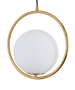 GloboStar® MADRID 00932 Μοντέρνο Κρεμαστό Φωτιστικό Οροφής Μονόφωτο 1 x E27 Χρυσό Μεταλλικό Γυάλινο Μπάλα Μ30 x Π20 x Υ30cm