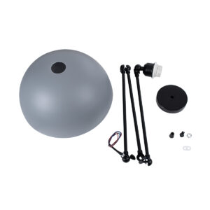 GloboStar® LOTUS 00937 Μοντέρνο Φωτιστικό Οροφής Μονόφωτο Γκρι Ματ Μεταλλικό Καμπάνα Φ30 x Y21cm