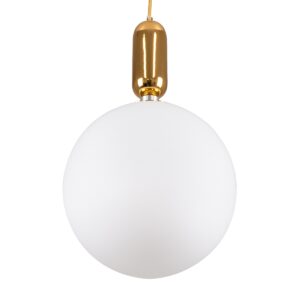 GloboStar® MAVERICK 00940 Μοντέρνο Κρεμαστό Φωτιστικό Οροφής Μονόφωτο 1 x E27 Χρυσό Μεταλλικό Γυάλινο Μπάλα Φ30 x Υ48cm