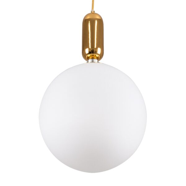 GloboStar® MAVERICK 00940 Μοντέρνο Κρεμαστό Φωτιστικό Οροφής Μονόφωτο 1 x E27 Χρυσό Μεταλλικό Γυάλινο Μπάλα Φ30 x Υ48cm