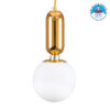 GloboStar® MAVERICK 00943 Μοντέρνο Κρεμαστό Φωτιστικό Οροφής Μονόφωτο 1 x E27 Χρυσό Μεταλλικό Γυάλινο Μπάλα Φ15 x Υ15cm