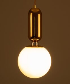 GloboStar® MAVERICK 00943 Μοντέρνο Κρεμαστό Φωτιστικό Οροφής Μονόφωτο 1 x E27 Χρυσό Μεταλλικό Γυάλινο Μπάλα Φ15 x Υ15cm