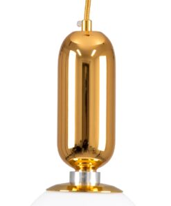 GloboStar® MAVERICK 00943 Μοντέρνο Κρεμαστό Φωτιστικό Οροφής Μονόφωτο 1 x E27 Χρυσό Μεταλλικό Γυάλινο Μπάλα Φ15 x Υ15cm