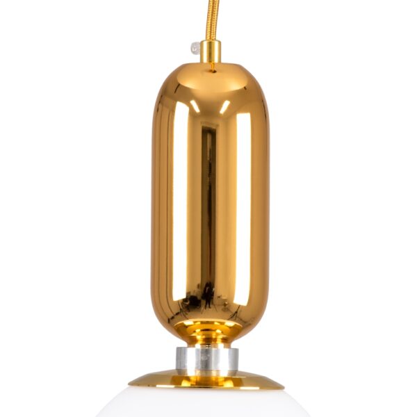GloboStar® MAVERICK 00943 Μοντέρνο Κρεμαστό Φωτιστικό Οροφής Μονόφωτο 1 x E27 Χρυσό Μεταλλικό Γυάλινο Μπάλα Φ15 x Υ15cm