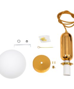 GloboStar® MAVERICK 00943 Μοντέρνο Κρεμαστό Φωτιστικό Οροφής Μονόφωτο 1 x E27 Χρυσό Μεταλλικό Γυάλινο Μπάλα Φ15 x Υ15cm