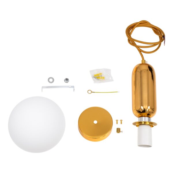 GloboStar® MAVERICK 00943 Μοντέρνο Κρεμαστό Φωτιστικό Οροφής Μονόφωτο 1 x E27 Χρυσό Μεταλλικό Γυάλινο Μπάλα Φ15 x Υ15cm
