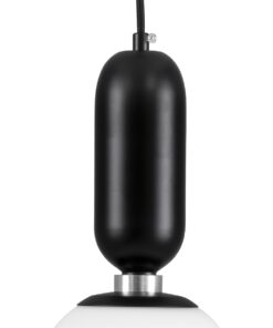 GloboStar® MAVERICK 00945 Μοντέρνο Κρεμαστό Φωτιστικό Οροφής Μονόφωτο 1 x E27 Μαύρο Μεταλλικό Γυάλινο Μπάλα Φ15 x Υ15cm
