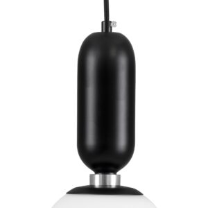 GloboStar® MAVERICK 00945 Μοντέρνο Κρεμαστό Φωτιστικό Οροφής Μονόφωτο 1 x E27 Μαύρο Μεταλλικό Γυάλινο Μπάλα Φ15 x Υ15cm