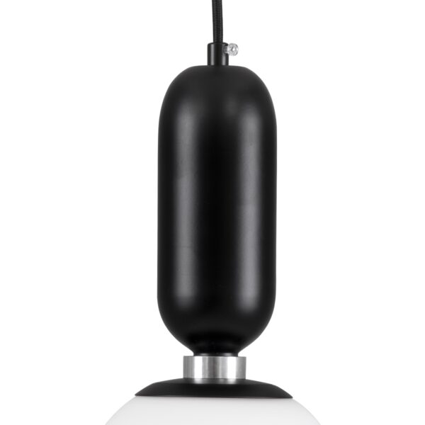 GloboStar® MAVERICK 00945 Μοντέρνο Κρεμαστό Φωτιστικό Οροφής Μονόφωτο 1 x E27 Μαύρο Μεταλλικό Γυάλινο Μπάλα Φ15 x Υ15cm