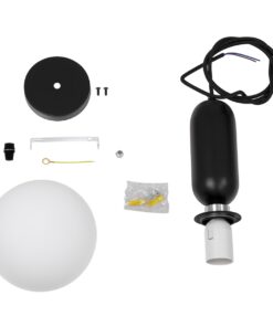 GloboStar® MAVERICK 00945 Μοντέρνο Κρεμαστό Φωτιστικό Οροφής Μονόφωτο 1 x E27 Μαύρο Μεταλλικό Γυάλινο Μπάλα Φ15 x Υ15cm