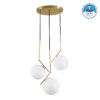 GloboStar® MONROE 00953 Μοντέρνο Κρεμαστό Φωτιστικό Οροφής Τρίφωτο 3 x E27 Χρυσό – Λευκό Μεταλλικό Μπάλα Φ60 x Υ50cm