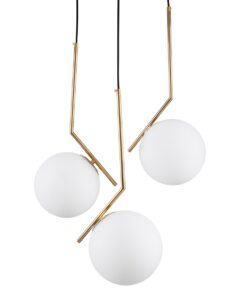 GloboStar® MONROE 00953 Μοντέρνο Κρεμαστό Φωτιστικό Οροφής Τρίφωτο 3 x E27 Χρυσό – Λευκό Μεταλλικό Μπάλα Φ60 x Υ50cm