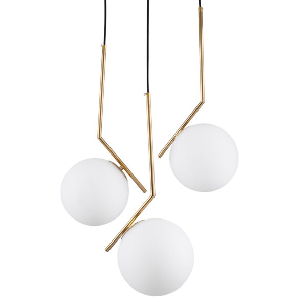 GloboStar® MONROE 00953 Μοντέρνο Κρεμαστό Φωτιστικό Οροφής Τρίφωτο 3 x E27 Χρυσό – Λευκό Μεταλλικό Μπάλα Φ60 x Υ50cm