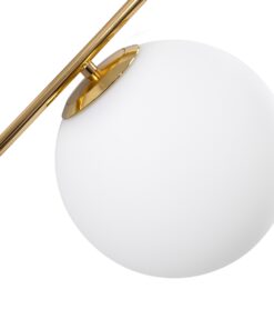 GloboStar® MONROE 00953 Μοντέρνο Κρεμαστό Φωτιστικό Οροφής Τρίφωτο 3 x E27 Χρυσό – Λευκό Μεταλλικό Μπάλα Φ60 x Υ50cm