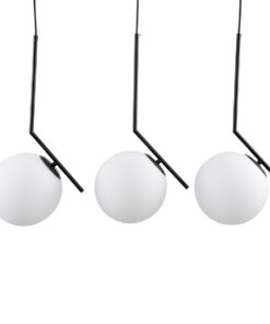 GloboStar® MONROE 00954 Μοντέρνο Κρεμαστό Φωτιστικό Οροφής Τρίφωτο 3 x E27 Μαύρο – Λευκό Μεταλλικό Μπάλα Μ74 x Π25 x Υ50cm