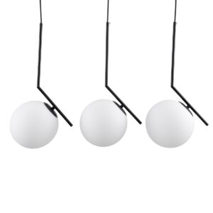 GloboStar® MONROE 00954 Μοντέρνο Κρεμαστό Φωτιστικό Οροφής Τρίφωτο 3 x E27 Μαύρο – Λευκό Μεταλλικό Μπάλα Μ74 x Π25 x Υ50cm