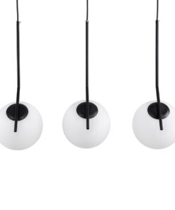 GloboStar® MONROE 00954 Μοντέρνο Κρεμαστό Φωτιστικό Οροφής Τρίφωτο 3 x E27 Μαύρο – Λευκό Μεταλλικό Μπάλα Μ74 x Π25 x Υ50cm