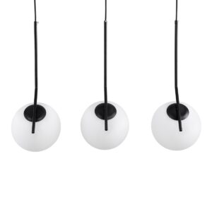 GloboStar® MONROE 00954 Μοντέρνο Κρεμαστό Φωτιστικό Οροφής Τρίφωτο 3 x E27 Μαύρο – Λευκό Μεταλλικό Μπάλα Μ74 x Π25 x Υ50cm